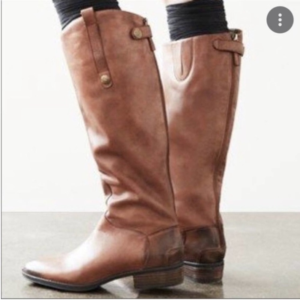 SOLD! Sam Edelman Women's Penny Classic Equestrian Brown Leather Knee High Boots - Picture 1 of 16